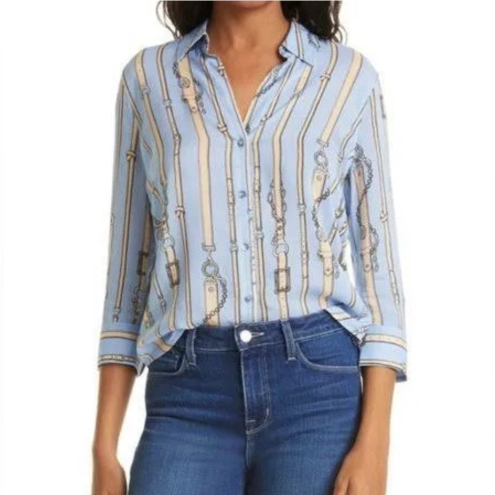 L’AGENCE Camille Collared Button-Front Blouse